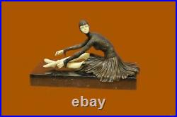 Signée Bronze Style Art Nouveau Deco Chiparus Statue Figurine Sculpture Cadeau