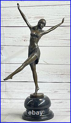 Signée Bronze Style Art Nouveau Deco Chiparus Statue Figurine Sculpture Dec