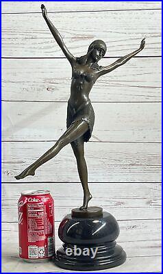 Signée Bronze Style Art Nouveau Deco Chiparus Statue Figurine Sculpture Décembre