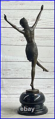 Signée Bronze Style Art Nouveau Deco Chiparus Statue Figurine Sculpture Décembre