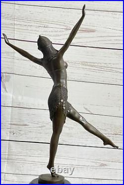 Signée Bronze Style Art Nouveau Deco Chiparus Statue Figurine Sculpture Décembre