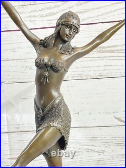 Signée Bronze Style Art Nouveau Deco Chiparus Statue Figurine Sculpture Décembre