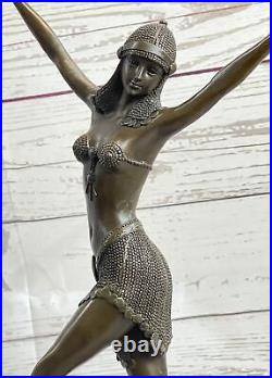 Signée Bronze Style Art Nouveau Deco Chiparus Statue Figurine Sculpture Décembre