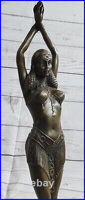Signée Bronze Style Art Nouveau Deco Chiparus Statue Figurine Sculpture Figurine
