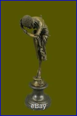 Signée Bronze Style Art Nouveau Deco Chiparus Statue Figurine Sculpture Large