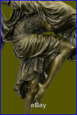 Signée Bronze Style Art Nouveau Deco Chiparus Statue Figurine Sculpture Large