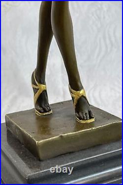 Signée Bronze Style Art Nouveau Deco Chiparus Statue Figurine Sculpture N°