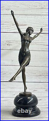 Signée Bronze Style Art Nouveau Deco Chiparus Statue Figurine Sculpture Nr