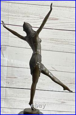Signée Bronze Style Art Nouveau Deco Chiparus Statue Figurine Sculpture Nr