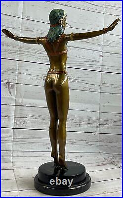Signée Bronze Style Art Nouveau Deco Chiparus Statue Figurine Très Grand Artwork