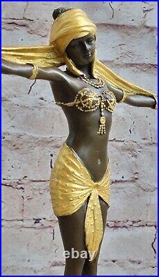 Signée Bronze Style Art Nouveau Deco Chiparus Statue Figurine Très Grand Cadeau
