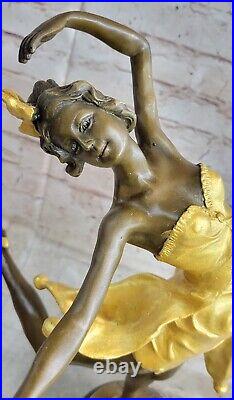 Signée Bronze Style Art Nouveau Deco Chiparus Statue Figurine Très Grand Ouvre
