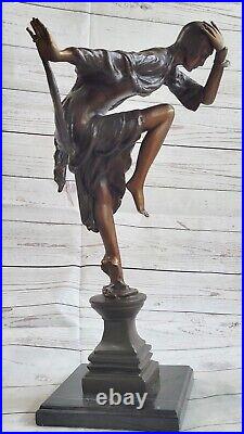 Signée Bronze Style Art Nouveau Deco J. Erte Statue Figurine Sculpture