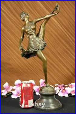 Signée Bruno Zach Haut Kick Danseuse Bronze Statue Sculpture Art Nouveau