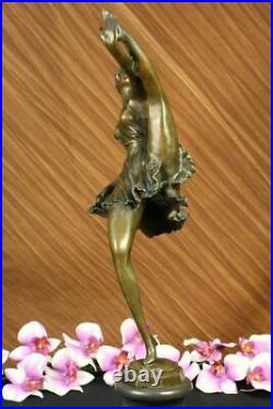 Signée Bruno Zach Haut Kick Danseuse Bronze Statue Sculpture Art Nouveau