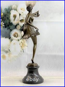 Signée Bruno Zach Haut Kick Danseuse Bronze Statue Sculpture Art Nouveau