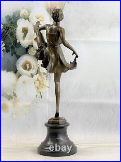 Signée Bruno Zach Haut Kick Danseuse Bronze Statue Sculpture Art Nouveau