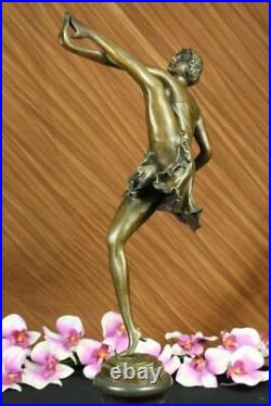 Signée Bruno Zach Haut Kick Danseuse Bronze Statue Sculpture Art Nouveau