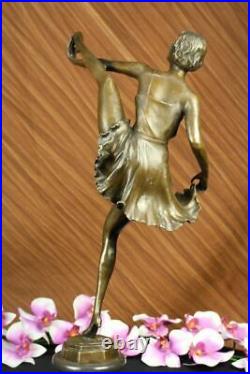 Signée Bruno Zach Haut Kick Danseuse Bronze Statue Sculpture Art Nouveau