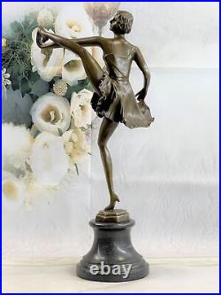 Signée Bruno Zach Haut Kick Danseuse Bronze Statue Sculpture Art Nouveau