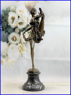 Signée Bruno Zach Haut Kick Danseuse Bronze Statue Sculpture Art Nouveau