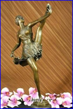 Signée Bruno Zach Haut Kick Danseuse Bronze Statue Sculpture Art Nouveau