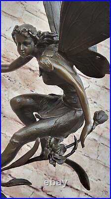 Signée Cesaro, Bronze Art Nouveau Ange Fairy Sculpture Figurine Fonte Solde