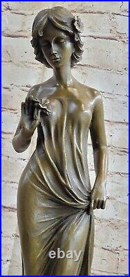 Signée Classique Déesse Élégant Mode Modèle Bronze Sculpture Art Nouveau Deco