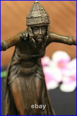 Signée D. H Chiparus, Bronze Art Déco Danseuse Sculpture Nouveau Marbre Figurine