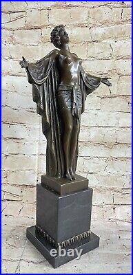 Signée F. Preiss Style Art Nouveau Nu Femme Awakening Bronze Sculpture Figurine