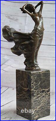 Signée Milo Style Art Nouveau Deco Femme Statue Bronze Sculpture Décoratif