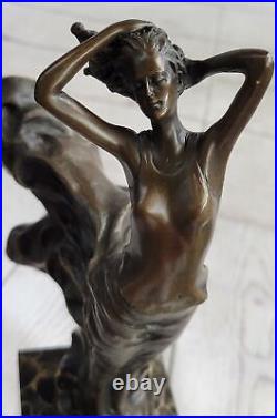 Signée Milo Style Art Nouveau Deco Femme Statue Bronze Sculpture Décoratif