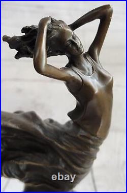 Signée Milo Style Art Nouveau Deco Femme Statue Bronze Sculpture Décoratif