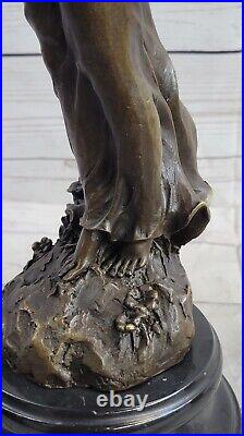 Signée Milo Style Art Nouveau Nu Femme Awakening Bronze Sculpture Ouvre