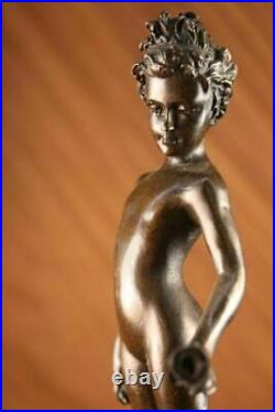 Signée Moreau Bronze Sculpture Statue Jeune Fille Nu Art Déco Nouveau Figurine