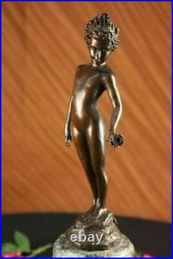 Signée Moreau Bronze Sculpture Statue Jeune Fille Nu Art Déco Nouveau Figurine