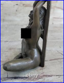 Signée Nu Nue Femme Bronze Sculpture Statue Figurine Érotique Art Nouveau Deco