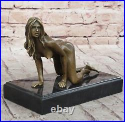 Signée Unique Bronze Sculpture Sexy Érotique Nu Femelle Forme Statue Art Nouveau