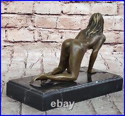 Signée Unique Bronze Sculpture Sexy Érotique Nu Femelle Forme Statue Art Nouveau