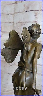 Signée Villanis, Bronze Style Art Nouveau Fairy Sculpture Figurine Fonte