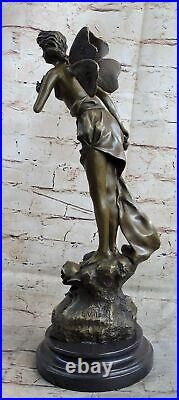 Signée Villanis, Bronze Style Art Nouveau Fairy Sculpture Figurine Fonte