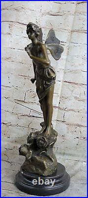 Signée Villanis, Bronze Style Art Nouveau Fairy Sculpture Figurine Fonte