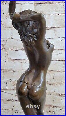 Signée Vitaleh Bronze Statue Art Nouveau Deco Nu Fille Sculpture Figurine Solde