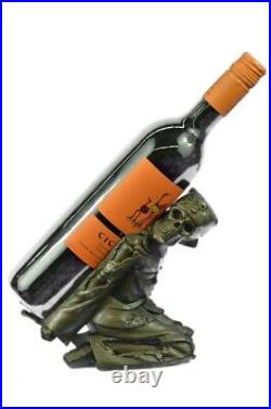 Skelton Allongé Vin Support Bronze Statue Sculpture Figurine Fonte Art Décor