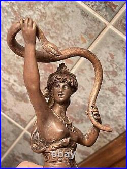 Statue Bronze Orientaliste Art Nouveau La Charmeuse De Serpent Patine Medaille