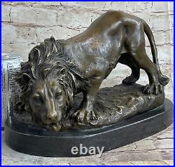 Statue Lion Lionne Art Déco Style Art Nouveau Style Bronze Fonte Signée Solde