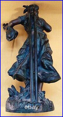 Statue, Pied de lampe en bronze de Auguste MOREAU signé Nip Moreau Art Nouveau