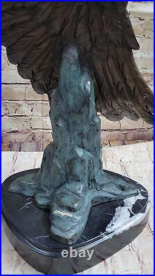 Statue Sculpture Aigle Oiseau Faune Art Déco Style Art Nouveau Bronze