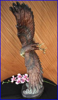 Statue Sculpture Aigle Oiseau Vie Sauvage Art Déco Style Nouveau Bronze Large