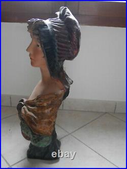 Statue Sculpture Buste de femme Manon Plâtre Art Nouveau C. Jacobs